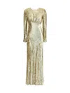 Self-portrait Long Dress In Gold Thread Dresses Gold In Gold