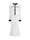 Self-portrait Pointelle Knit Contrast Midi Dress In White