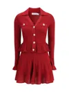 Self-portrait Self Portrait Women Burgundy Pointelle Knit Long-sleeved Mini Dress In Red