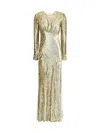 Self-portrait Long Dress In Gold Thread Dresses Gold In Gold