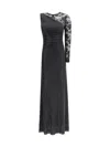 Self-portrait Self Portrait Women Black Rhinestone Mesh And Lace Maxi Dress In Black