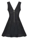 Self-portrait Navy Blue Dress With Bustier Neckline And Zip Detail In Blue