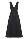 Self-portrait V-neck Denim Midi Dresses In Blue