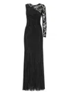 Self-portrait Self Portrait Women Black Rhinestone Mesh And Lace Maxi Dress In Black