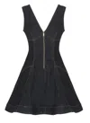 Self-portrait Navy Blue Dress With Bustier Neckline And Zip Detail In Blue