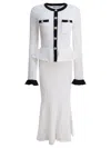Self-portrait Pointelle Knit Contrast Midi Dress In White