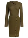Self-portrait Ribbed Knit Mini Dress With Cut-outs In Khaki