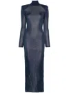 Self-portrait Ribbed Lurex Knit Turtleneck Maxi Dress In Black