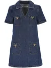 Self-portrait Crystal Bow Mini Denim Dress