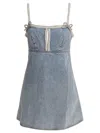 Self-portrait Denim Mini Dress With Pearls In Blue