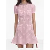 Self-portrait Self Portrait Women Pink Bow Crochet Crystal Mini Dress In Pink