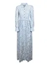 Self-portrait Belted Corded Lace Maxi Dress In Blue