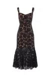 Self-portrait Black Fine Lace Midi Dress In Black