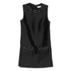 Self-portrait Sleeveless Black Midi Dress With Beadwork And Patch Pockets In Black