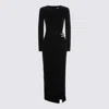 Self-portrait Black Velvet Embellished Midi Dress Black In Black