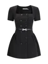 Self-portrait Double-breasted Short-sleeves Mini Dress In Black