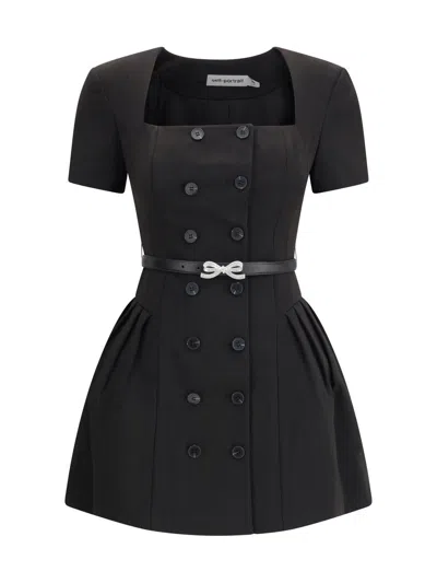 Self-portrait Crepe Minidress With Balloon Skirt Self Portrait In Black