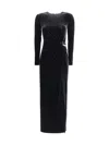 Self-portrait Black Velvet Embellished Midi Dress Black In Black
