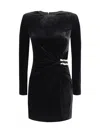 Self-portrait Twisted Waist Dress With Gold Detail In Black