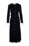 Self-portrait Button-detailed Ribbed-knit Maxi Dress In Black
