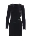 Self-portrait Twisted Waist Dress With Gold Detail In Black