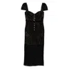 Self-portrait Belted Embellished Cotton-blend Lace Midi Dress In Black