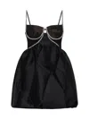 Self-portrait Taffetà Dress With Rhinestones Detail In Black