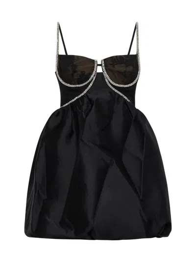 Self-portrait Black Taffetta Diamante Mini Dress Black