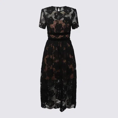Self-portrait Prairie Guipure Lace Midi Dress In Black