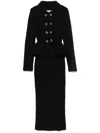 Self-portrait Texture Knitted Ruffled Mid-length Dress In Black