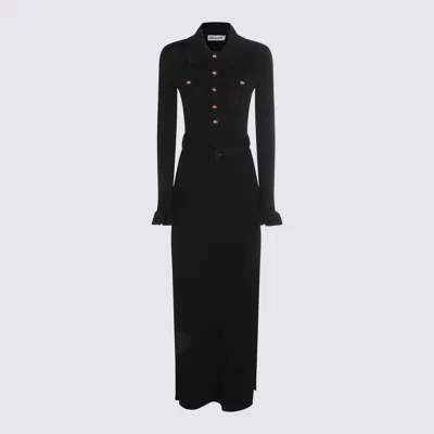 Self-portrait Black Viscose Maxi Dress In Blue