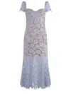 Self-portrait Womens Blue Corset-bodice Short-sleeve Lace Midi Dress In Blue