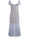 Self-portrait Womens Blue Corset-bodice Short-sleeve Lace Midi Dress In Blue