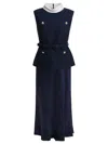 Self-portrait Self Portrait Navy Boucle Sleeveless Midi Dress