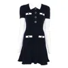 Self-portrait Collared Button-detail Mini Dress In Blue