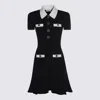 Self-portrait Collared Button-detail Mini Dress In Black