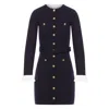 Self-portrait Navy Viscose Knit Mini Dress Clothing In Blue