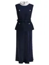 Self-portrait Sleeveless Midi Dress In Blue