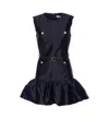 Self-portrait Taffeta Mini Dress With Puffed Skirt In Blue