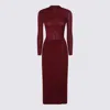 Self-portrait Burgundy Cut Out Tib Knit Midi Dress