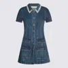 Self-portrait Denim Crystal Trim Collared Mini Dress