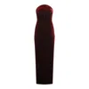 Self-portrait Strapless Cutout Embellished Gathered Velvet Maxi Dress In Multi