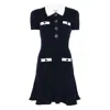 Self-portrait Mini Knitted Dress With Contrasting Collar In Black