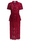 Self-portrait Bordeaux Lace Peplum Midi Dress In Burgundy