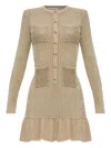 Self-portrait Short Lurex Knit Dress Dresses Gold In Brown