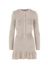 Self-portrait Ribbed Button-front Mini Dress In Brown