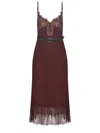 Self-portrait Midi Dress With Lace Inserts In Brown