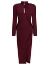 Self-portrait Side-slit Midi Dresses In Burgundy