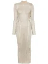Self-portrait Ribbed Lurex Knit Turtleneck Maxi Dress In Gold