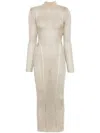 Self-portrait Ribbed Lurex Knit Turtleneck Maxi Dress In Gold